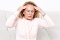 Elderly woman with headache Royalty Free Stock Photo