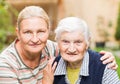 Elderly woman with her daughter