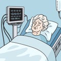 Elderly woman in a hospital bed dying medical Royalty Free Stock Photo