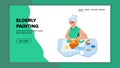 Elderly Woman Painting Creative Picture Vector