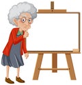 Elderly pondering over an empty easel