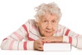 The elderly woman reads the book Royalty Free Stock Photo