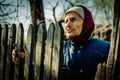 An elderly woman - a resident of a Russian village.
