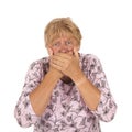 Elderly woman with head ache