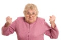 The elderly woman shows a fist Royalty Free Stock Photo