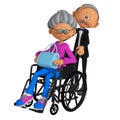 Elderly woman sitting in the wheelchair 3d Royalty Free Stock Photo