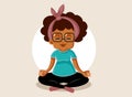 Elderly Woman Sitting in Yoga Pose Vector Cartoon Illustration