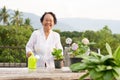 Elderly woman smiling, happy retirement concept