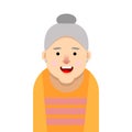 An elderly woman in the style of a flat illustration.A happy woman with white hair.Funny Granny.Vector illustration Royalty Free Stock Photo