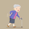 Elderly woman suffering from back pain