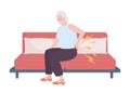Elderly woman suffering from lower back pain semi flat color vector character