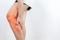Elderly woman suffering from pain in knee. Tendon problems and Joint inflammation