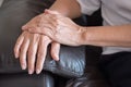 Elderly woman suffering from pain From Rheumatoid Arthritis Royalty Free Stock Photo