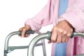 Elderly woman using walker Royalty Free Stock Photo