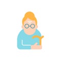 Elderly woman vector flat color icon