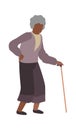 Elderly woman walking. Grandmother character with gray hair , isolated vector old female senior