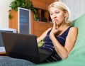 Elderly woman watching soap show Royalty Free Stock Photo