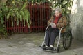 Elderly Woman in Wheelchair - Horizontal Royalty Free Stock Photo