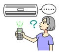 A senior woman confused that air conditioning is broken