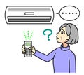 A senior woman confused that a heater is broken