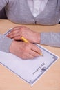 Elderly woman writing testament Royalty Free Stock Photo