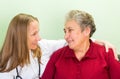 Elderly woman and young doctor