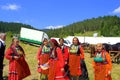Elderly women in Bulgarian costumes