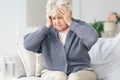 Elderly woman having migraine headache Royalty Free Stock Photo