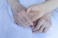 Elderly and young woman hands Royalty Free Stock Photo