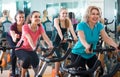 Elderly and young women working out hard in sport club Royalty Free Stock Photo