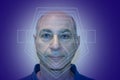 Eldery man face recognition, biometric verification Royalty Free Stock Photo