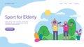 Eldery sport people, active senior vector illustration site. Activity lifestyle, enhances health and wellness. Elderly