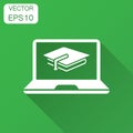 Elearning education icon in flat style. Study vector illustration with long shadow.