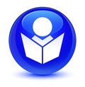Elearning icon glassy blue round button