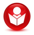 Elearning icon glassy red round button