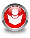 Elearning icon glossy red round button