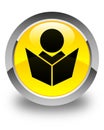 Elearning icon glossy yellow round button