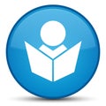 Elearning icon special cyan blue round button