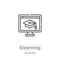 elearning icon vector from university collection. Thin line elearning outline icon vector illustration. Outline, thin line