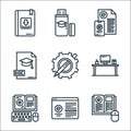 Elearning line icons. linear set. quality vector line set such as elearning, elearning, ebook, desk, sketch, doc, online learning