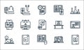 Elearning line icons. linear set. quality vector line set such as ebook, elearning, idea, online learning, ebook, ebook, monitor,
