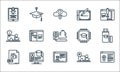 Elearning line icons. linear set. quality vector line set such as elearning, graduation, mkv, student, elearning, idea, cpu,