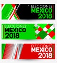 Elecciones Mexico 2018, Mexico Elections 2018 spanish text, Mexican presidential election modern banner set design