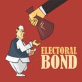 Indian politician with electoral bond imaginary vector character.