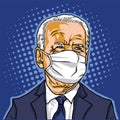 Elected President of the United States of America, Joe Biden Wearing Mask Portrait Pop Art Background Vector Cartoon Caricature Royalty Free Stock Photo