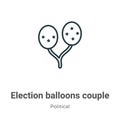 Election balloons couple outline vector icon. Thin line black election balloons couple icon, flat vector simple element