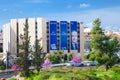 Election billboards in Jerusalem in the middle of spring blooming Royalty Free Stock Photo