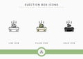 Election box icons set vector illustration with solid icon line style. Government public vote concept. Royalty Free Stock Photo