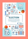 Election brochure template layout. Citizens ballot. Voter turnout. Flyer, booklet, leaflet print design with linear