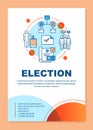 Election brochure template layout. Holding parliamentary voting. Flyer, booklet, leaflet print design with linear